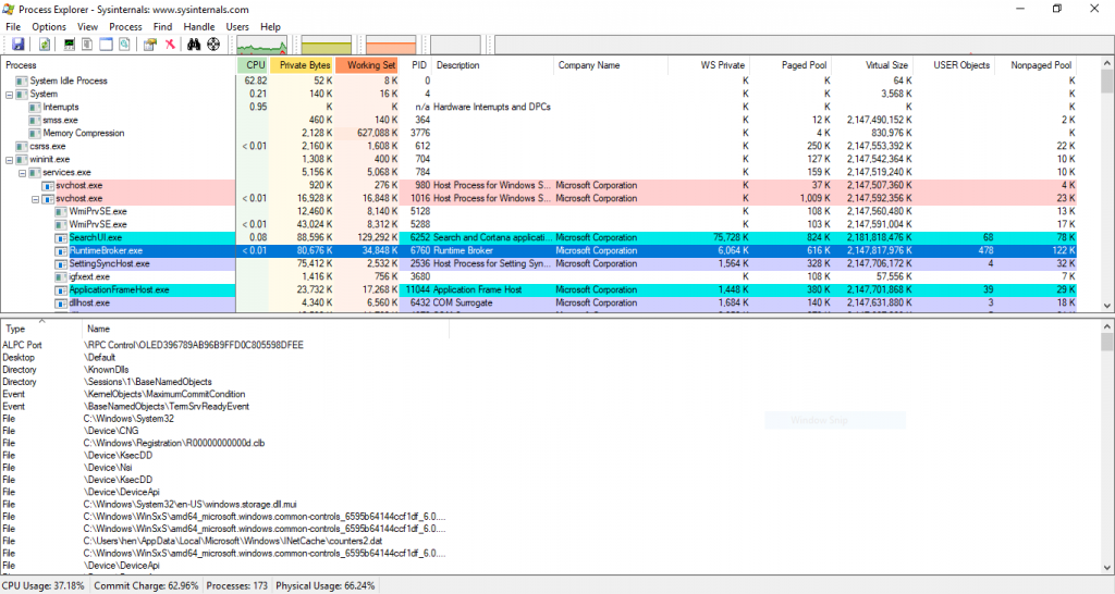 process monitor sysinternals active window